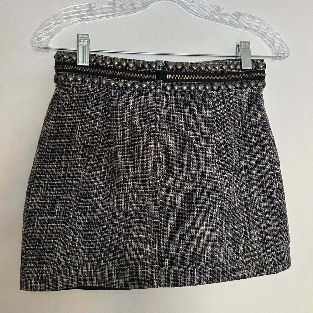 H&M Tweed Mini Skirt Women’s Size 6 | Black White Studded Zipper Waist